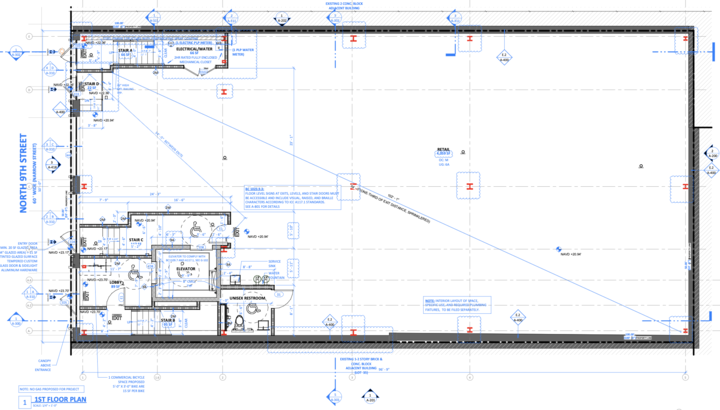 First floor plan, North 9th Street